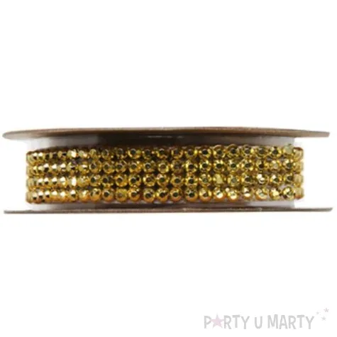 tasiemka z krysztalkami santex zlota 15mm 1m