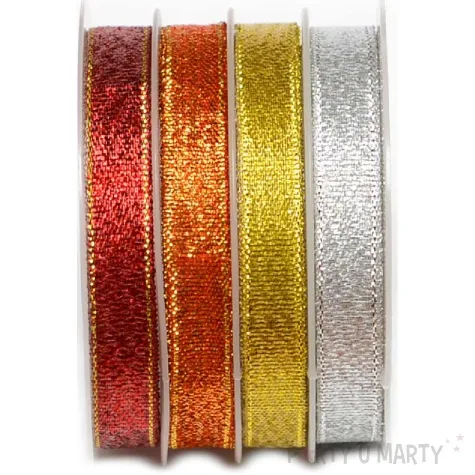 tasiemki brokatowe classic czerwony pomaranczowy zolty bialy aliga 10 mm 3 m
