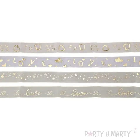 tasiemki love serduszka zloty bialy titanum 1 m 4 szt