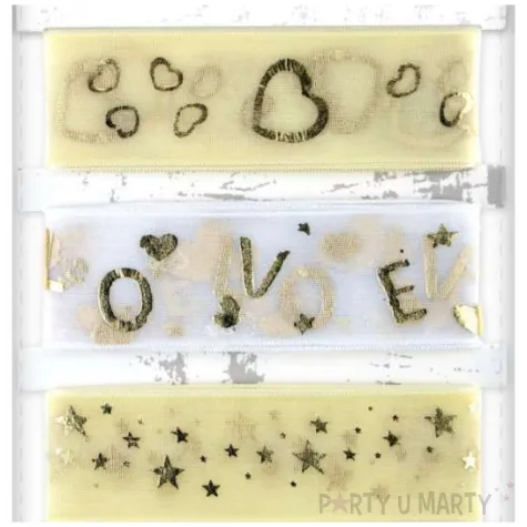 tasiemki love serduszka zloty bialy titanum 1 m 4 szt