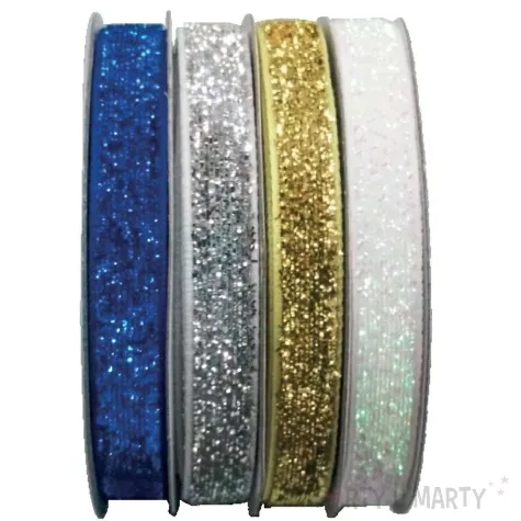 tasiemki welurowe brokatowa niebieski srebrny zloty bialy aliga 2 m 4 szt