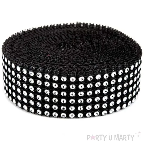 tasma dekoracyjna cyrkonie czarne czakos 3cm 4 5m