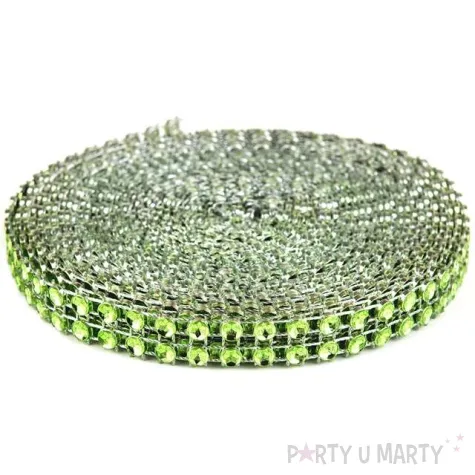 tasma dekoracyjna cyrkonie pistacjowe czakos 1cm 3m