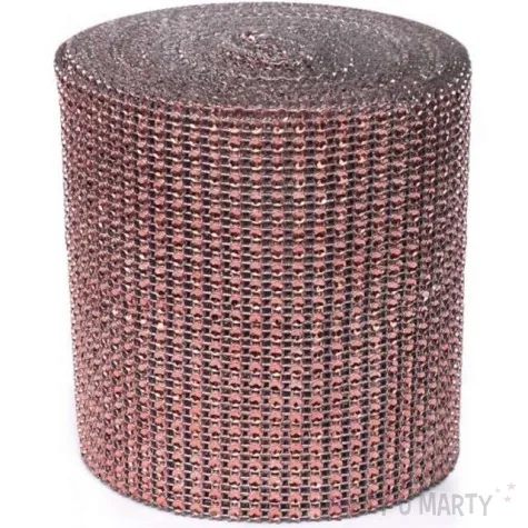 tasma dekoracyjna cyrkonie rozowe zloto dekoracjepolska 12cm 9 1m