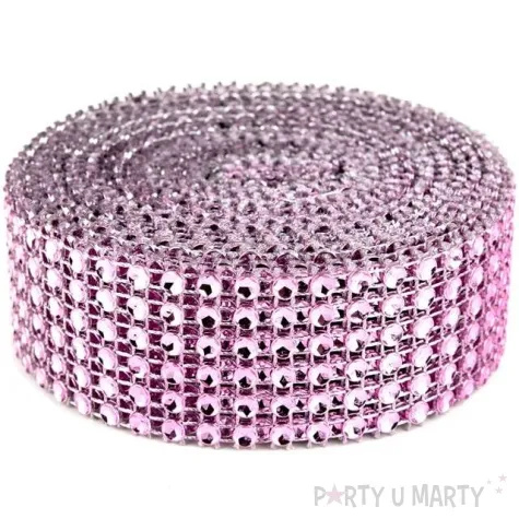 tasma dekoracyjna cyrkonie rozowo czakos 3cm 4 5m