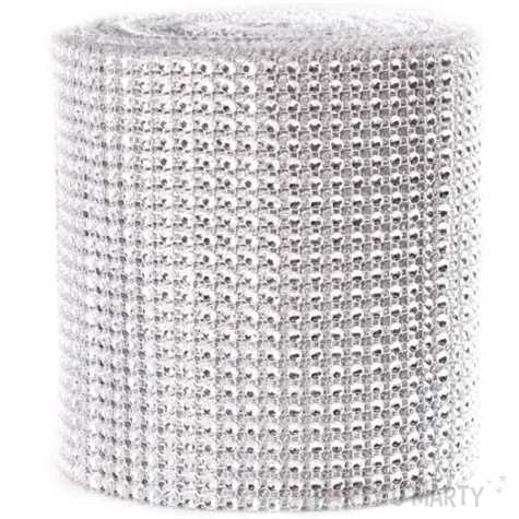 tasma dekoracyjna cyrkonie srebrne czakos 12cm 9m