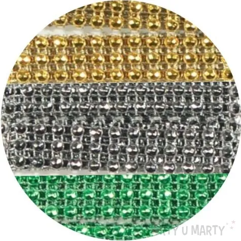 tasma dekoracyjna cyrkonie srebrno zloto zielone aliga 1m