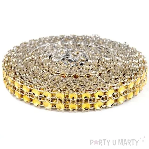 tasma dekoracyjna cyrkonie zlote czakos 1cm 3m