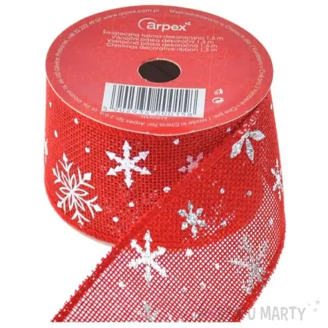 tasma dekoracyjna juta gwiazdki czerwona arpex 5x150 cm