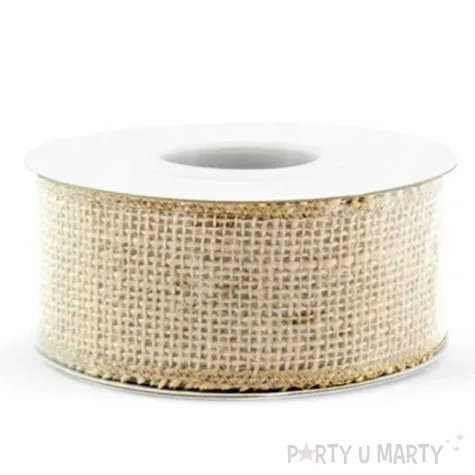 tasma dekoracyjna jutowa brazowa partydeco 500 x 4 cm