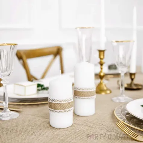 tasma dekoracyjna jutowa z koronka 2 brazowa partydeco 500 x 4 cm