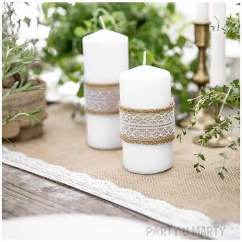 tasma dekoracyjna jutowa z koronka brazowa partydeco 500 x 4 cm