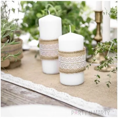 tasma dekoracyjna jutowa z koronka brazowa partydeco 500 x 5 cm