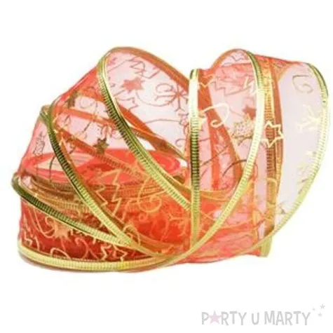 tasma dekoracyjna organza premium z drucikiem czerwona 3 8 270 cm arpex