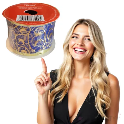 tasma dekoracyjna organza premium z drucikiem niebieska 5 270 cm arpex