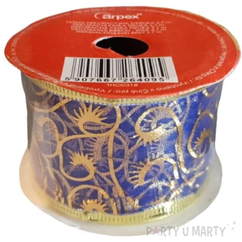 tasma dekoracyjna organza premium z drucikiem niebieska 5 270 cm arpex