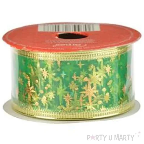 tasma dekoracyjna organza premium z drucikiem zielona 3 8 270 cm arpex