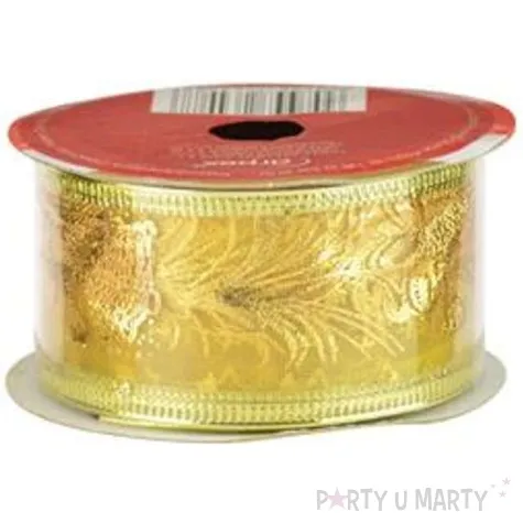 tasma dekoracyjna organza premium z drucikiem zlota 3 8 270 cm arpex