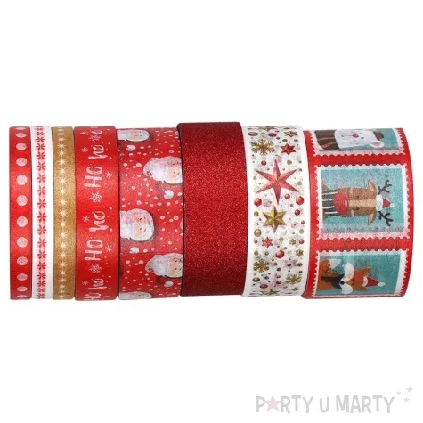 tasma merry christmas swiateczne wzory washi tape titanum 5 m 8 szt