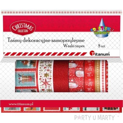 tasma merry christmas swiateczne wzory washi tape titanum 5 m 8 szt