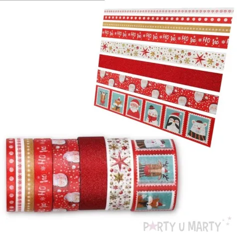 tasma merry christmas swiateczne wzory washi tape titanum 5 m 8 szt