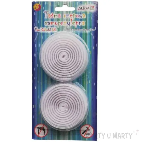tasma rzepowa samoprzylepna petelka haczyk aliga biala 20mm x 2m 2szt