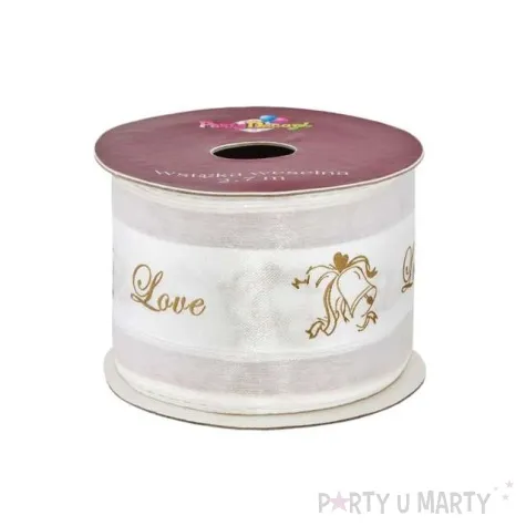 tasma weselna ze zdobieniem bialy 2 7 m