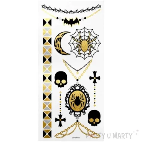 tatuaz wodny halloween pajaki i medaliony metalizowany arpex