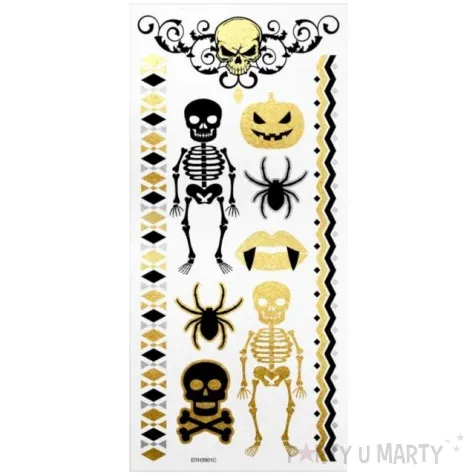 tatuaz wodny halloween szkielety i czaszki metalizowany arpex