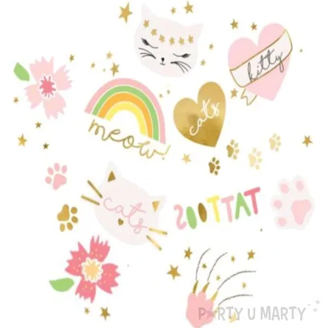 tatuaz wodny kotki tattoos mix partydeco 12 szt