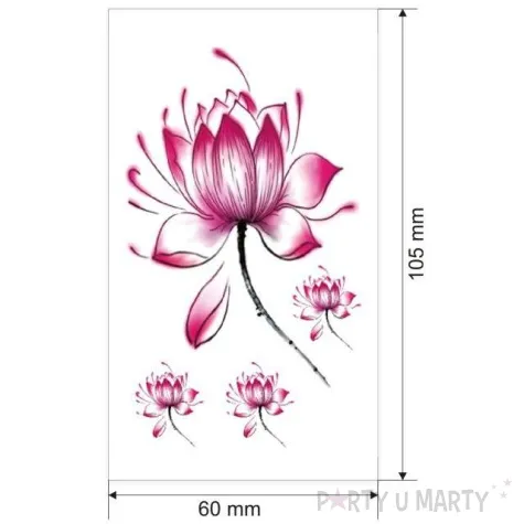 tatuaz wodny lilia lila roz 105x60 mm