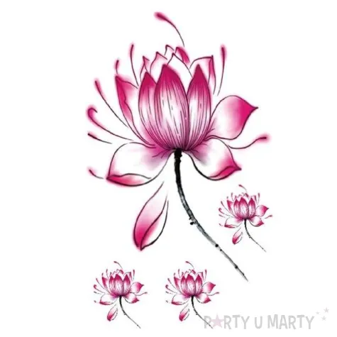 tatuaz wodny lilia lila roz 105x60 mm