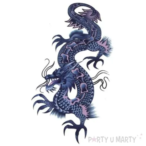 tatuaz wodny niebieski smok 105x60 mm
