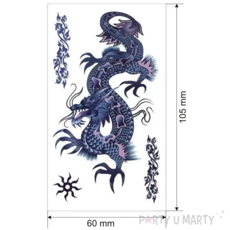 tatuaz wodny niebieski smok 105x60 mm