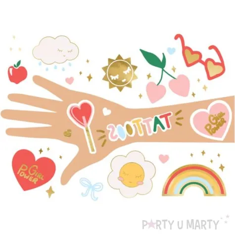 tatuaz wodny stokrotki girl power mix partydeco 14 szt