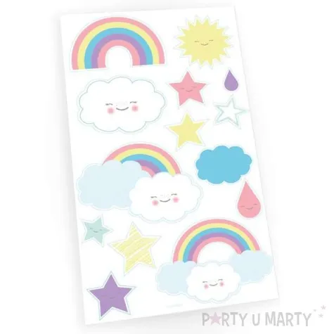 tatuaz wodny tecza i chmurka amscan 14 szt