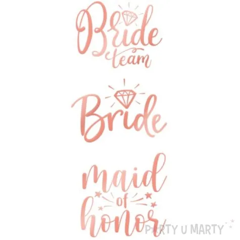 tatuaz wodny wieczor panienski bride team maid of honor rozowy zloty partypal 13 szt