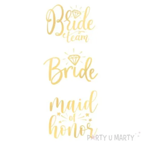 tatuaz wodny wieczor panienski bride team maid of honor zloty partypal 13 szt