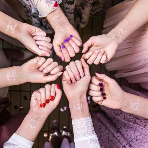 tatuaz wodny wieczor panienski team bride rozowo zloty partydeco 13 szt