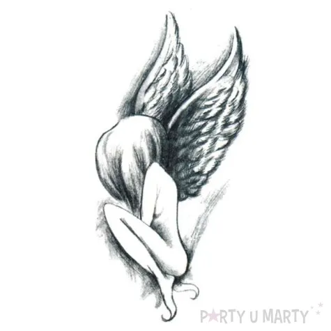 tatuaz wodny zawstydzony aniol 105x60 mm