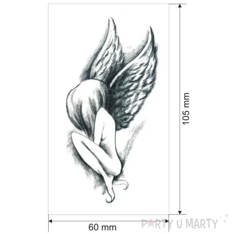 tatuaz wodny zawstydzony aniol 105x60 mm