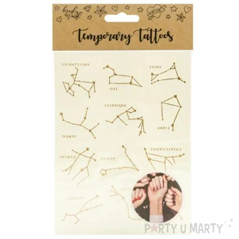 tatuaz wodny znaki zodiaku zlote 12 szt