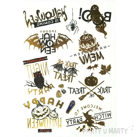 tatuaze zmywalne duchy dynie halloween zloty arpex 14 szt