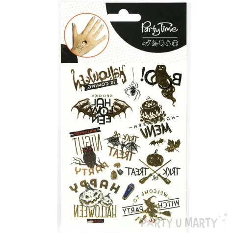 tatuaze zmywalne duchy dynie halloween zloty arpex 14 szt