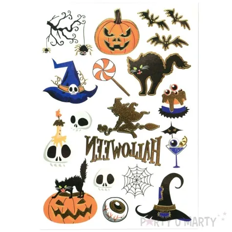tatuaze zmywalne galaz z pajakami kot czaszki tort halloween arpex 18 szt