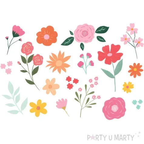 tatuaze zmywalne letnie kwiaty partydeco 19 szt