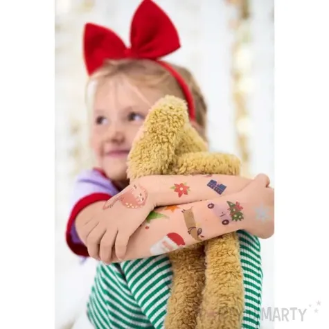 tatuaze zmywalne swiateczne dinozaury i mikolaj partydeco 13 szt