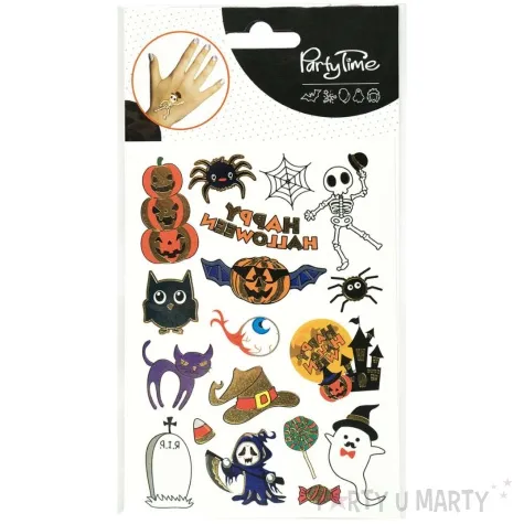 tatuaze zmywalne szkielet oko szkrzydlata dynia halloween arpex 18 szt