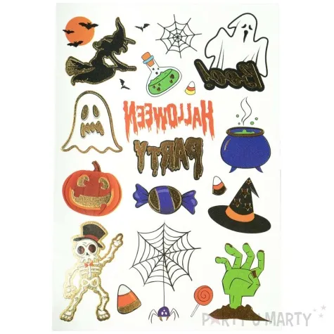 tatuaze zmywalne wiedzma party szkielet dynia halloween arpex 16 szt