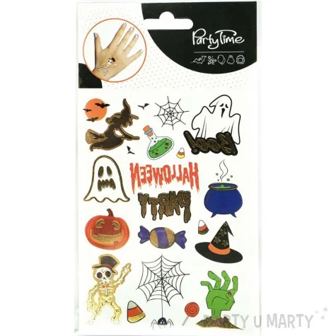 tatuaze zmywalne wiedzma party szkielet dynia halloween arpex 16 szt